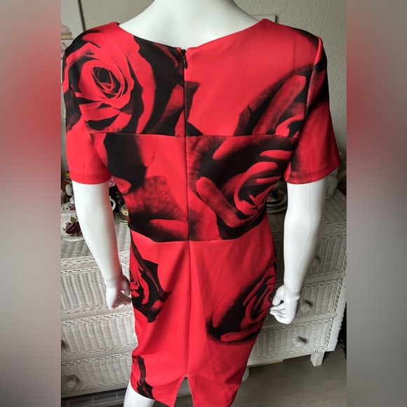 Alexia Admor Shift Dress Bold Rose Floral Print in Black and Red colors Size L - Picture 6 of 11